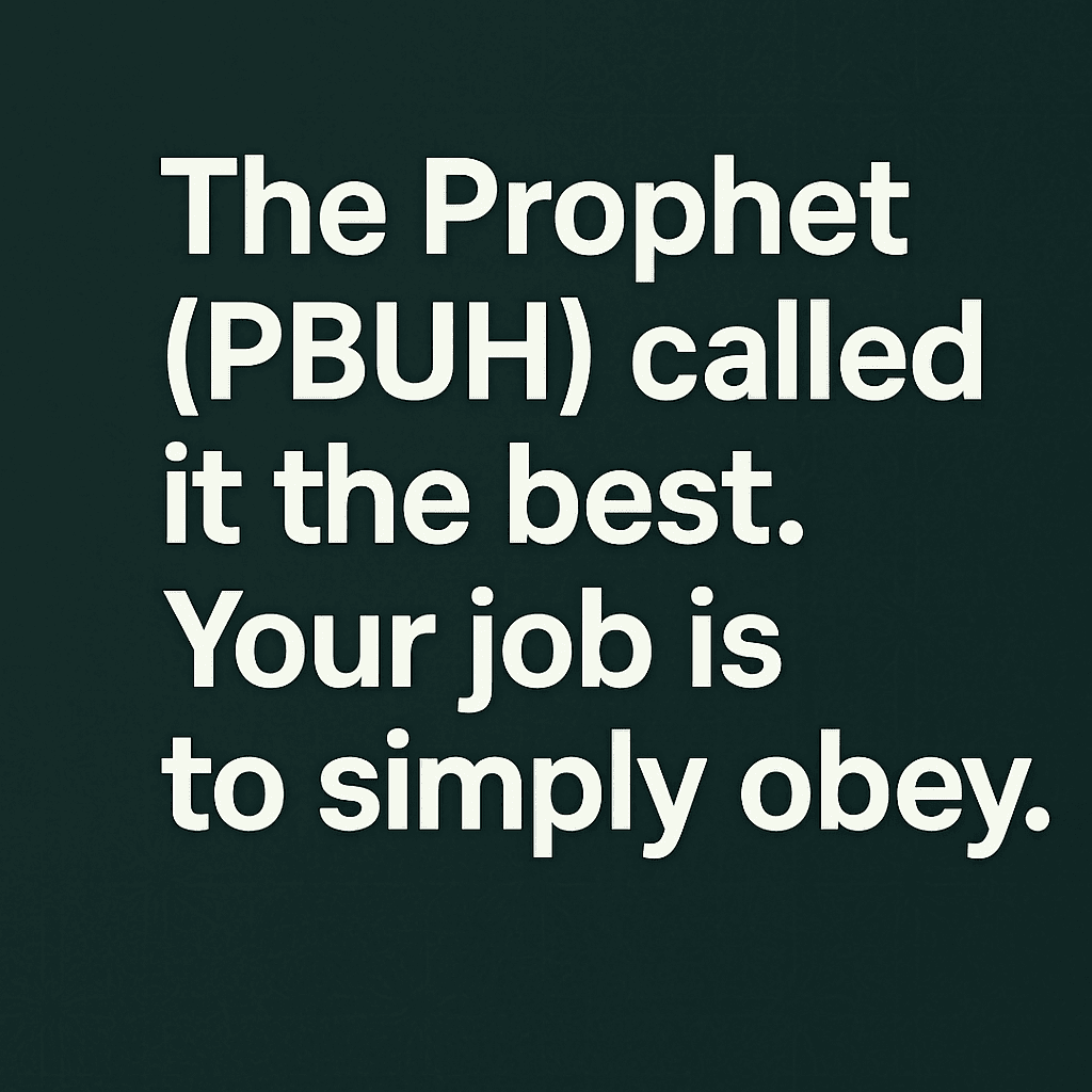 The Prophet (PBUH) called it the best. Your job is to simply obey.